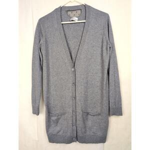 Red Valentino grey cashmere and silk cardigan sweater Size Med Luxe Old Money